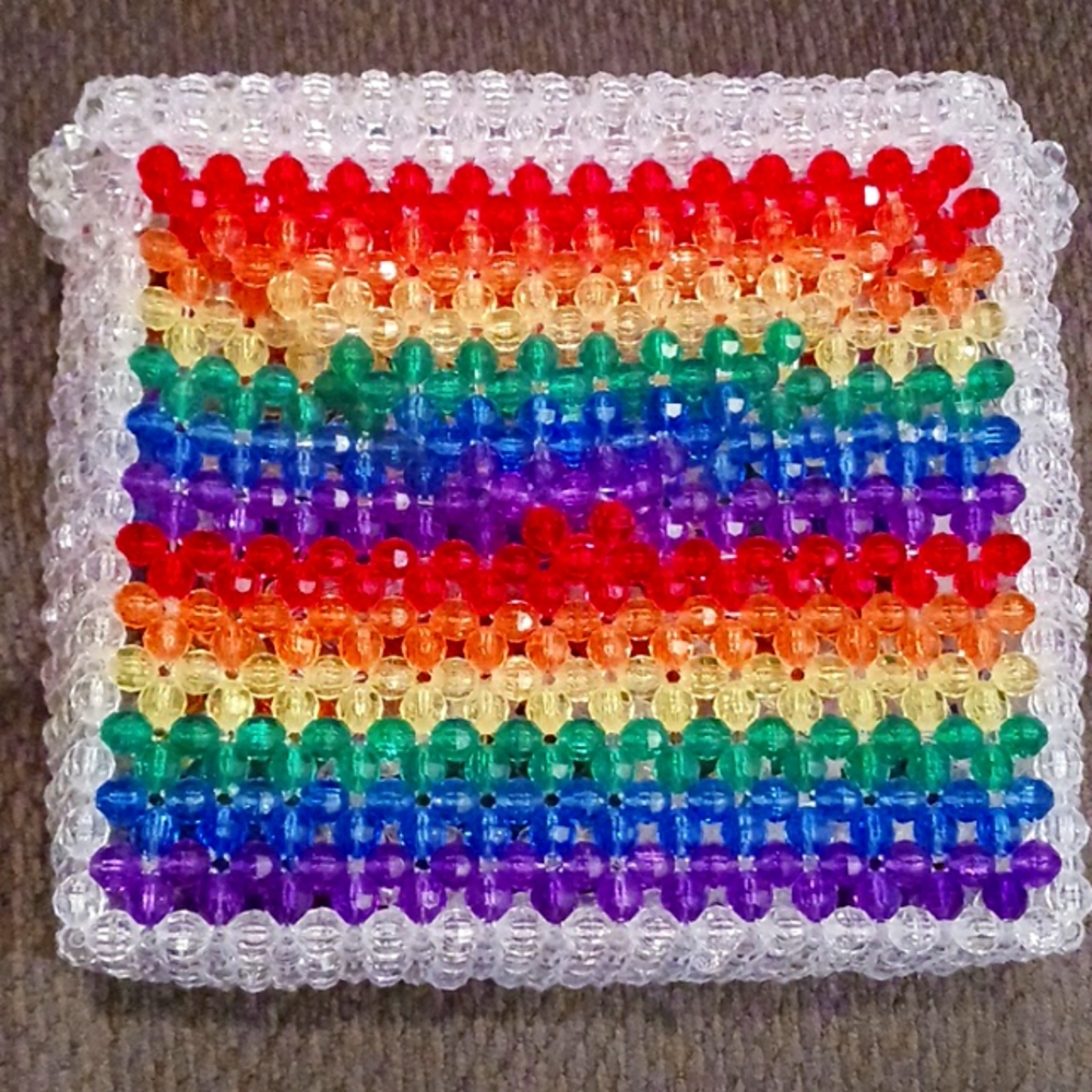 Rainbow crystal beads handmade purse